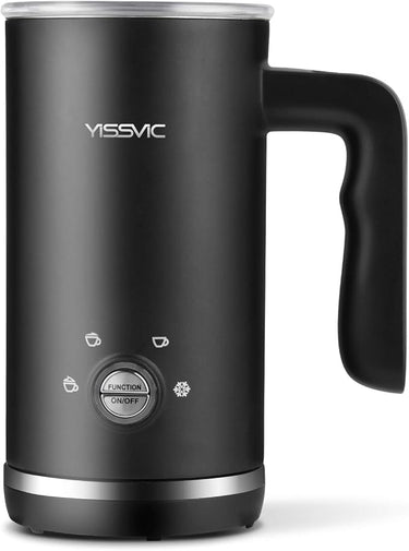 Yissvic Espumador de leche eléctrico 4 en 1, espumador eléctrico de 600 W, 300 ml, espumador de leche de acero inoxidable, control de temperatura, revestimiento antiadherente